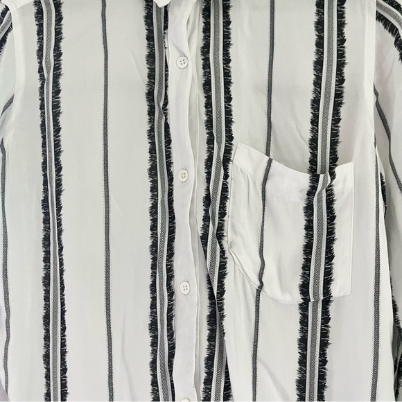 Rails Women’s Dana‎ Feather Stripe Button Front Top Black White Size XS - Picture 11 of 13